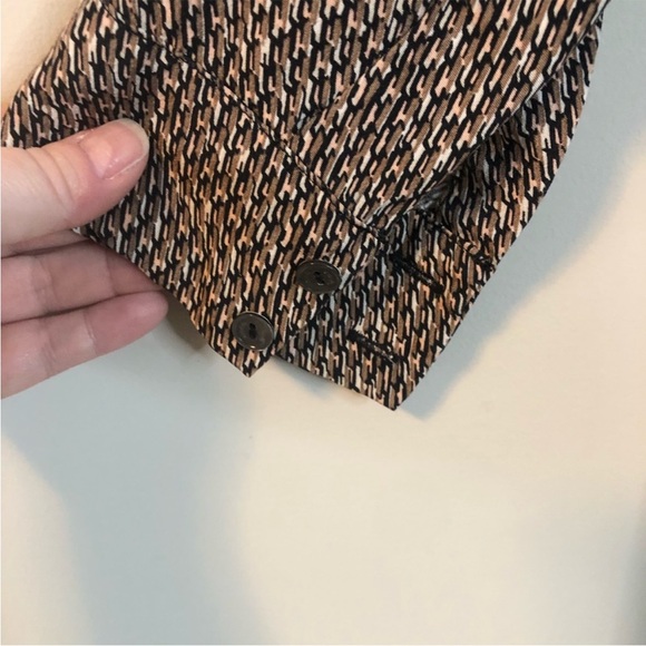 VINCE Silk long sleeve v-neck midi dress Brown Size 2 - Picture 5 of 5